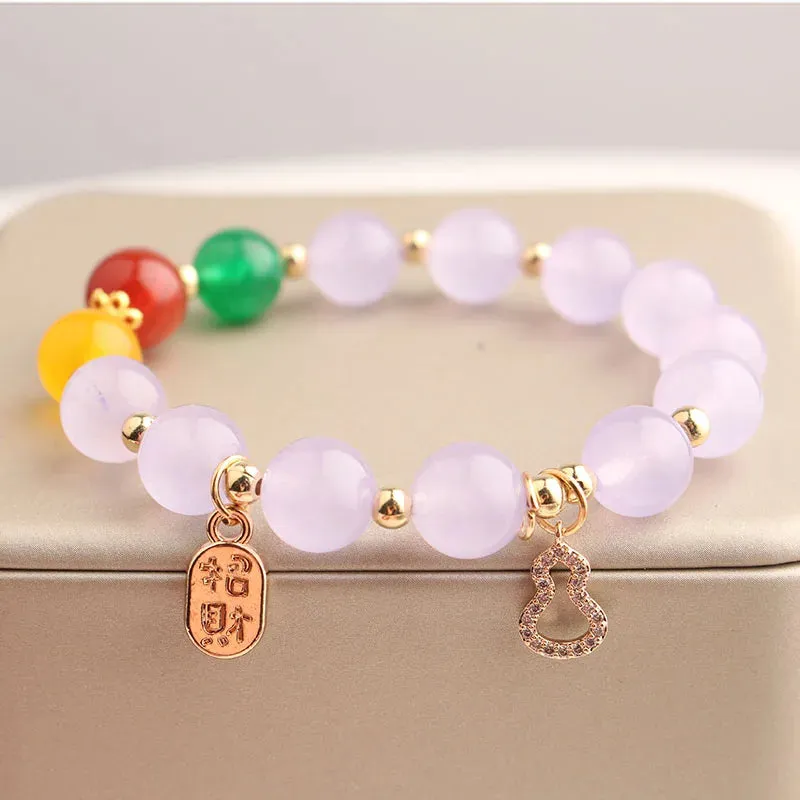 Rose sisi Chinese style classic style charm lady bracelet for women jade pendant beads bracelets elastic jewelry for women gift