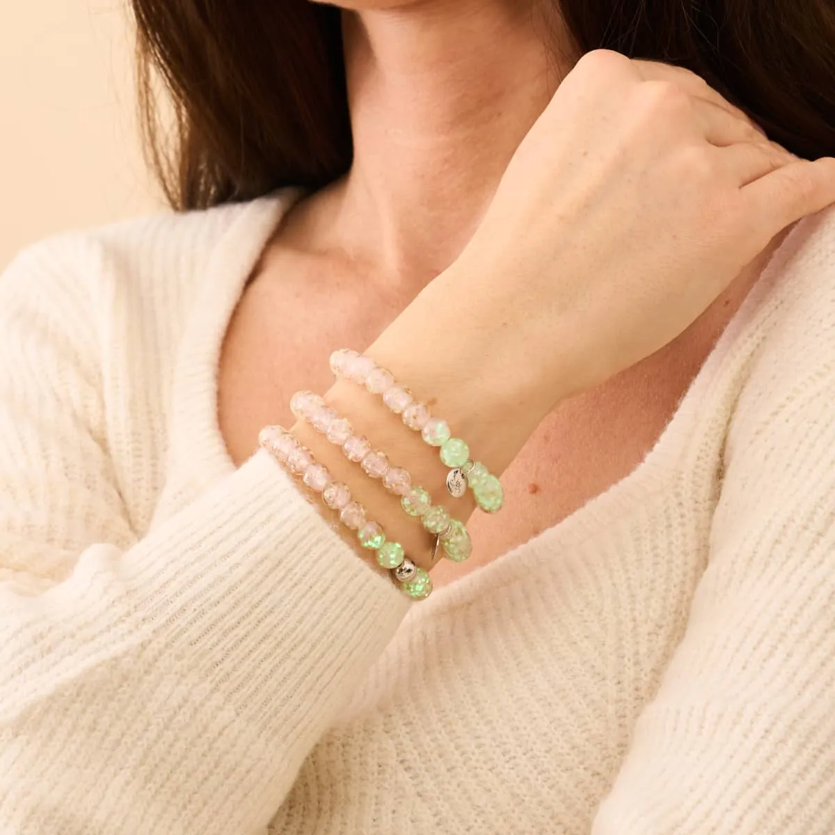 Rosewater | .925 Sterling Silver | Firefly Glass Bracelet