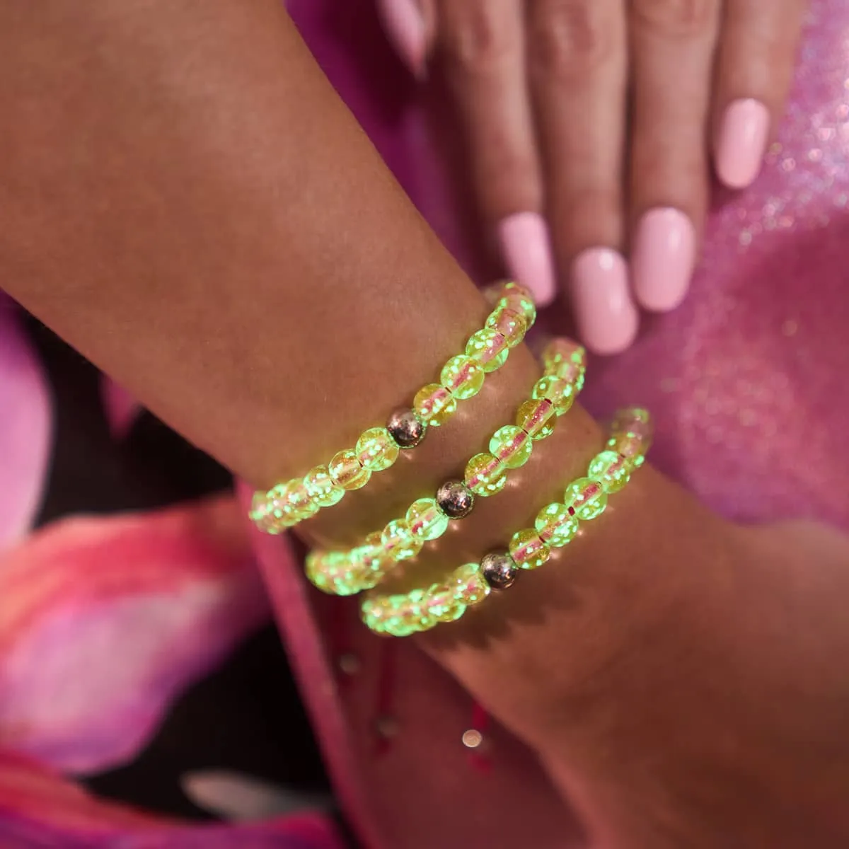 Rosewater x Magenta | Mini Firefly Glass Macrame Bracelet