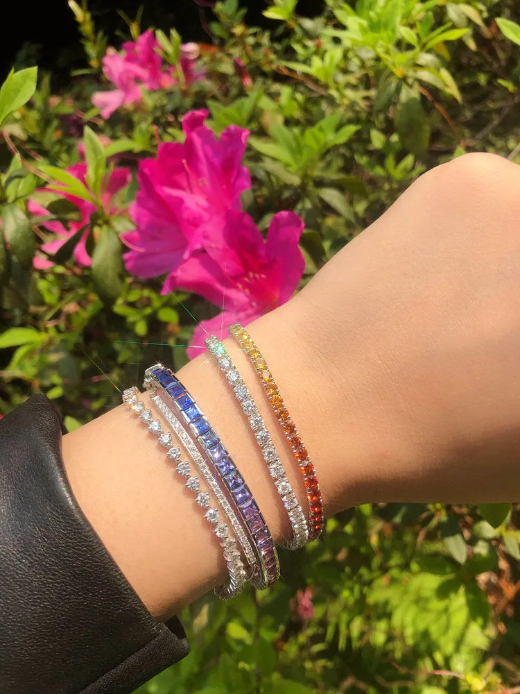 Round Brilliant Rainbow Sapphire Tennis Bracelet