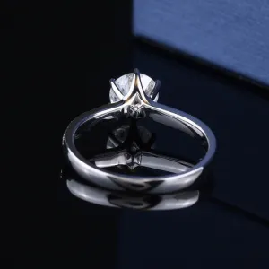 Round Moissanite engagement ring/vintage Cluster white gold solitaire ring for women/ wedding Bridal Anniversary ring/propose ring for her