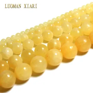 Round Natural Topaz Jade Stone Beads