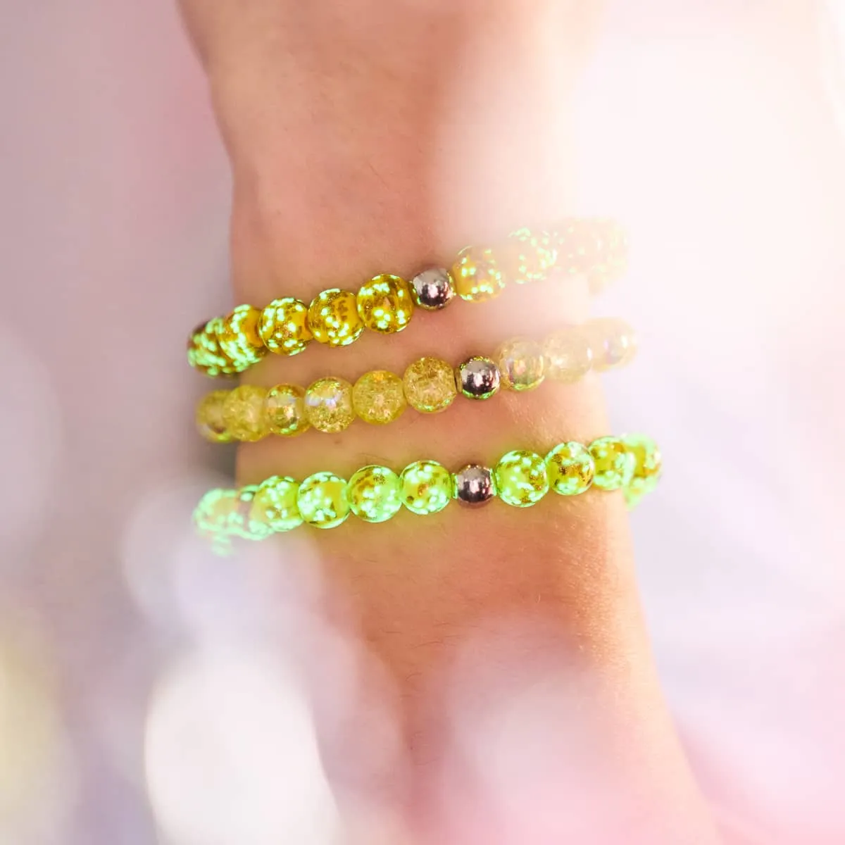 Saffron | .925 Sterling Silver | Firefly Glass Bracelet