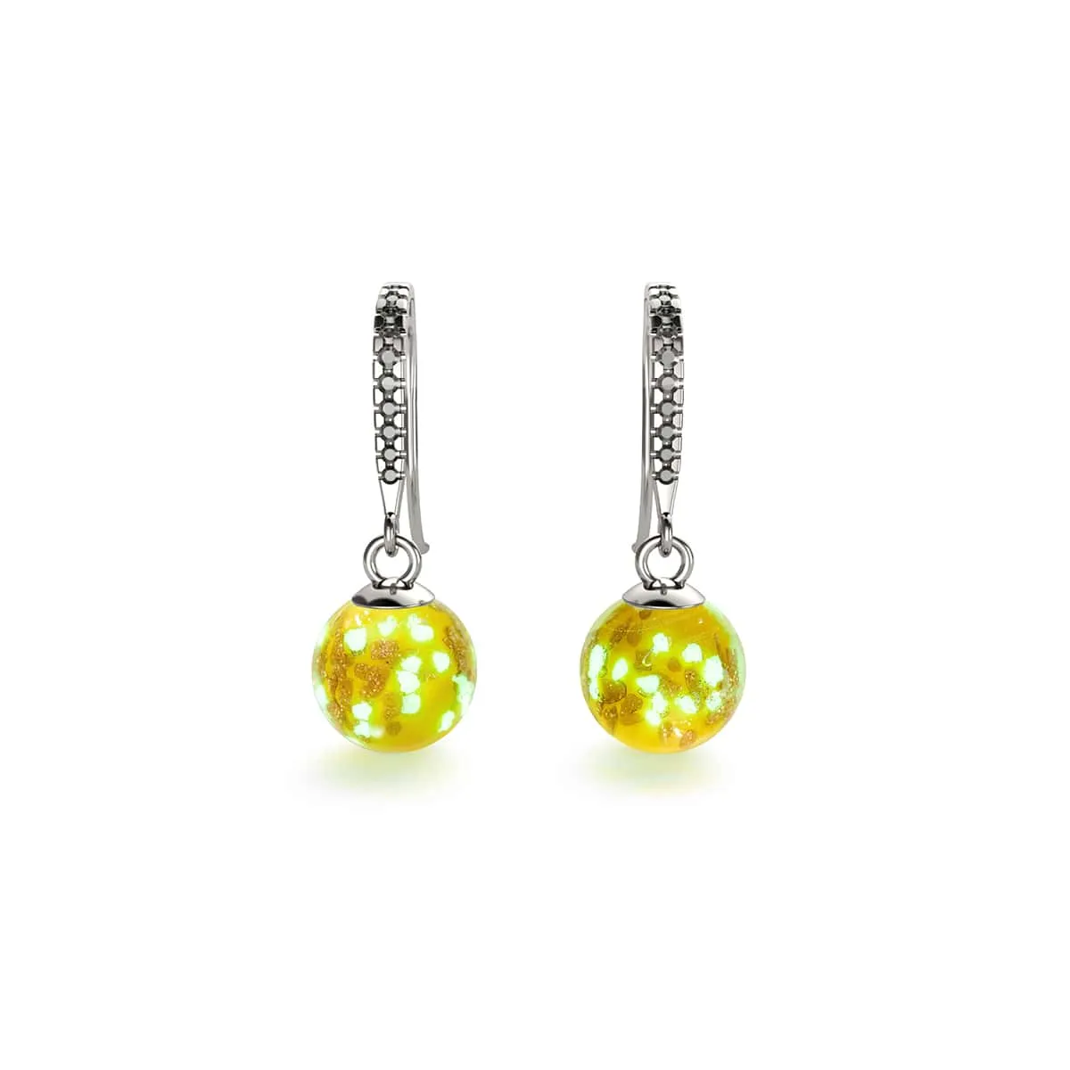 Saffron | .925 Sterling Silver | Firefly Glass Huggie Earrings