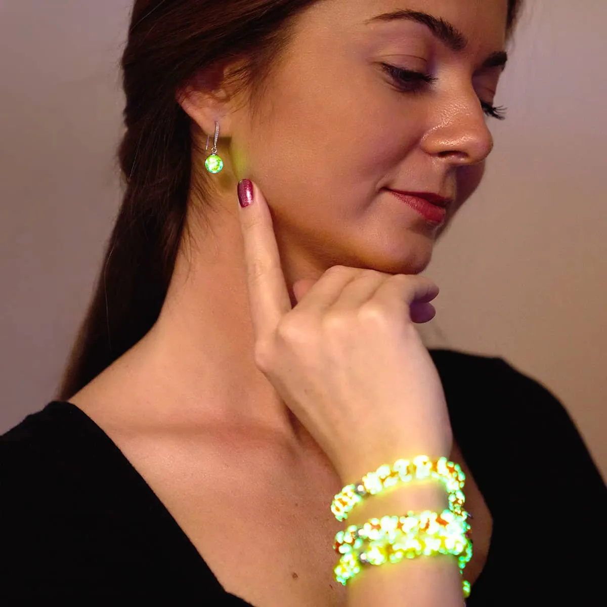 Saffron | .925 Sterling Silver | Firefly Glass Huggie Earrings