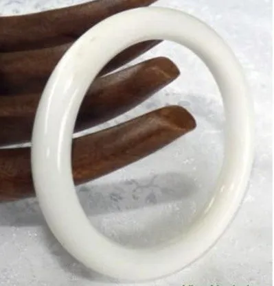 Sale-Best Quality Classic Round White Chinese Jade Bangle 56 mm (JBB3510)