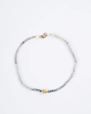 sapphire and 18k yellow gold lotus beaded bracelet