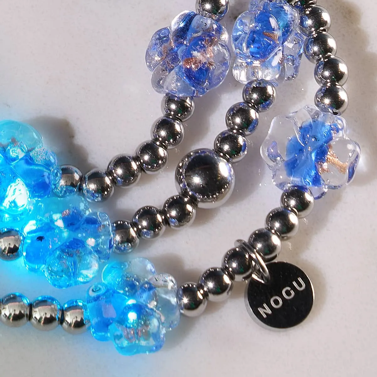 Sapphire | Silver | Firefly Glass Clover Essence Bracelet