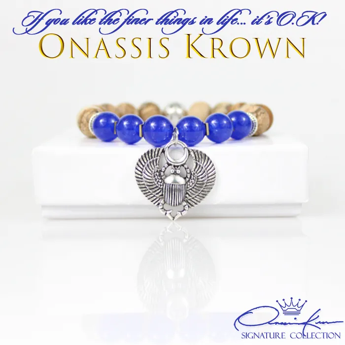 Scarab Beetle Charm Bead Bracelet