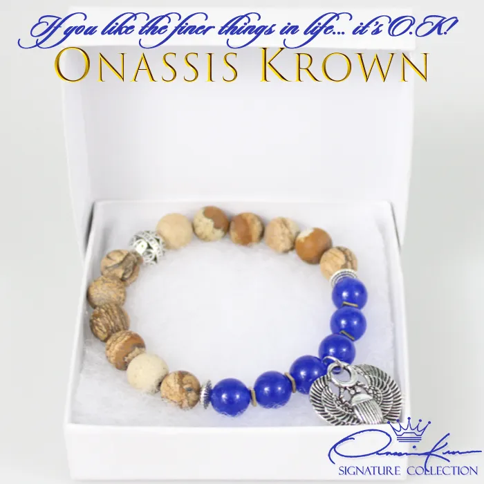Scarab Beetle Charm Bead Bracelet