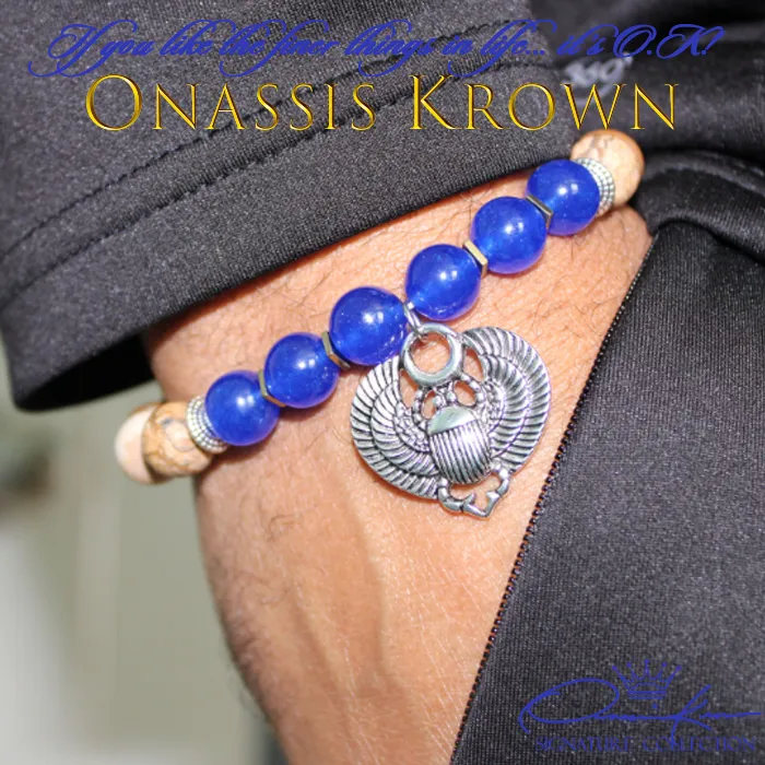 Scarab Beetle Charm Bead Bracelet