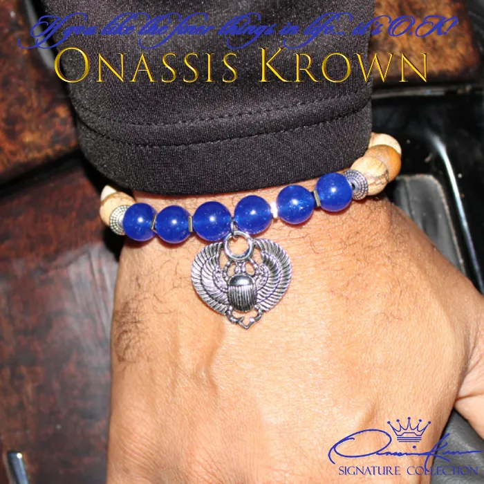 Scarab Beetle Charm Bead Bracelet