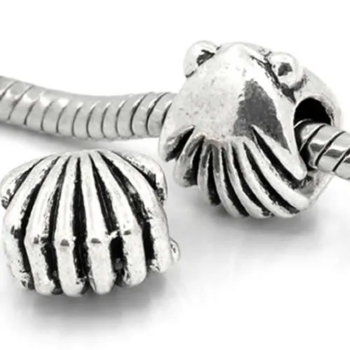 Sea Shell Slide on Charm European Bead Compatible for Most European Snake Chain Bracelet