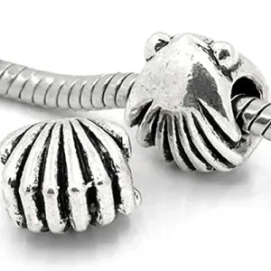 Sea Shell Slide on Charm European Bead Compatible for Most European Snake Chain Bracelet