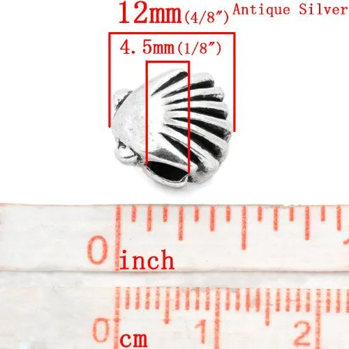 Sea Shell Slide on Charm European Bead Compatible for Most European Snake Chain Bracelet