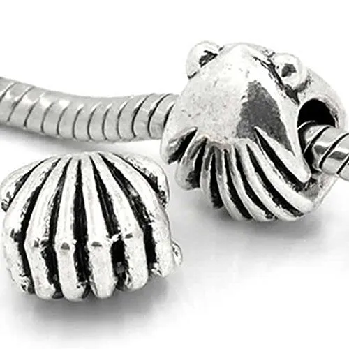 Sea Shell Slide on Charm European Bead Compatible for Most European Snake Chain Bracelet
