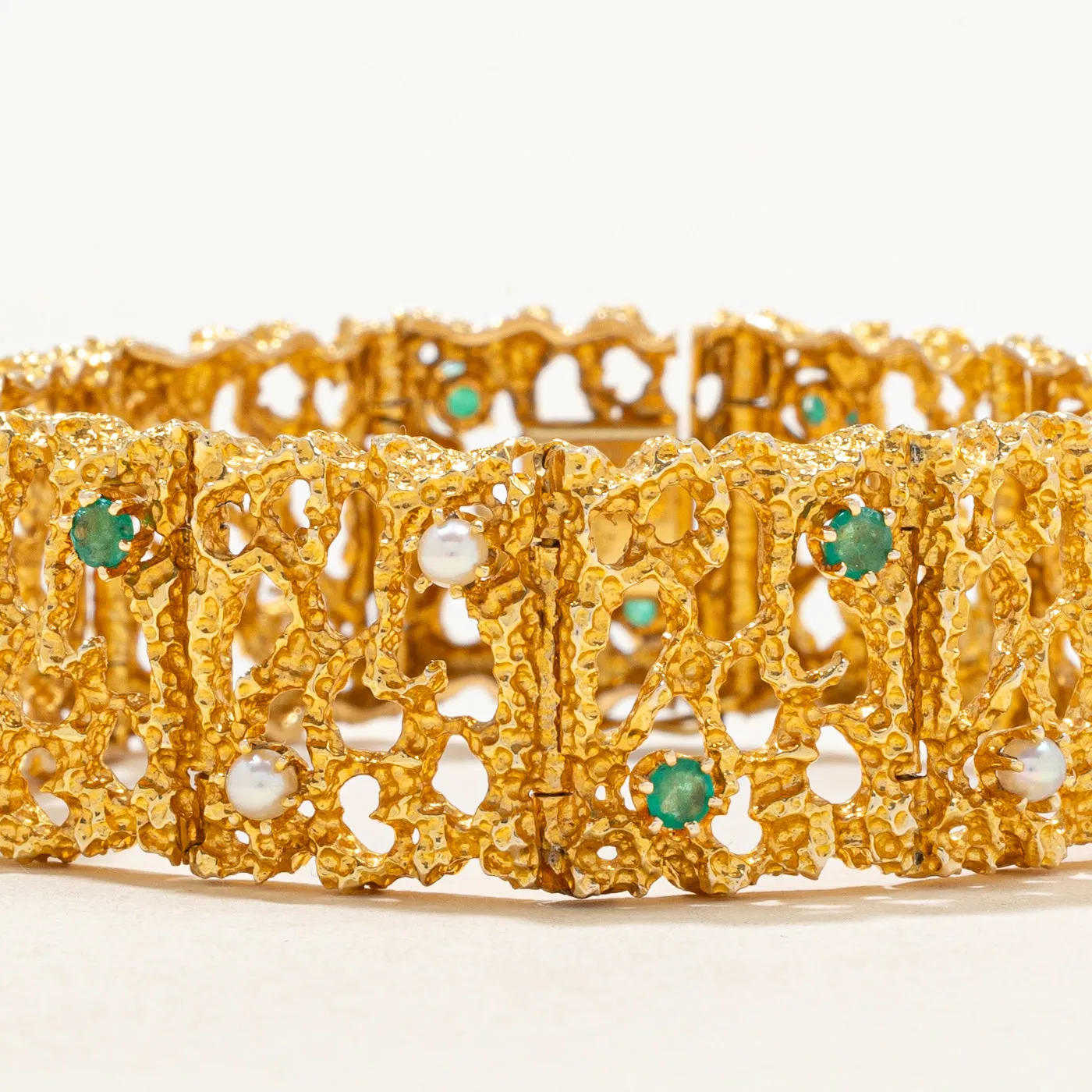 Seed Pearl & Emerald Bracelet | 1.65ctw, 1.00ctw | 7" |