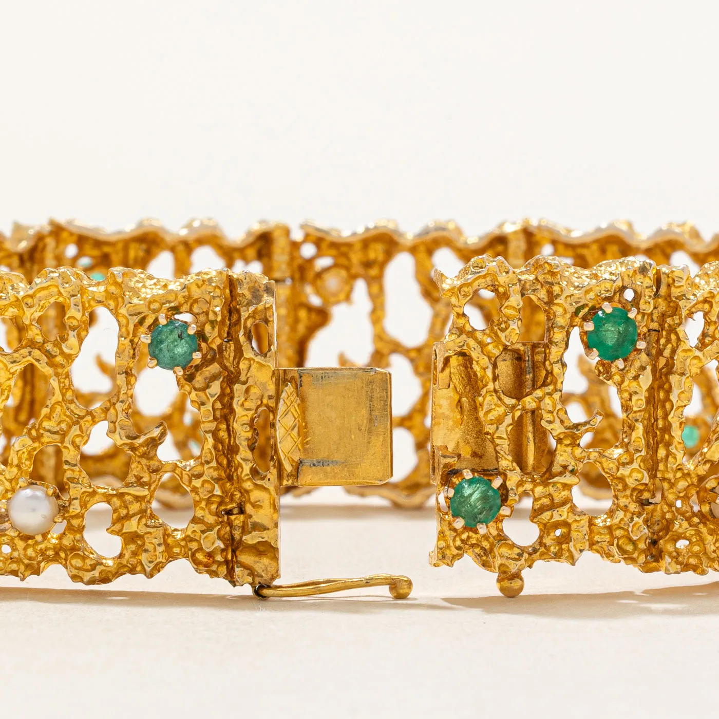 Seed Pearl & Emerald Bracelet | 1.65ctw, 1.00ctw | 7" |