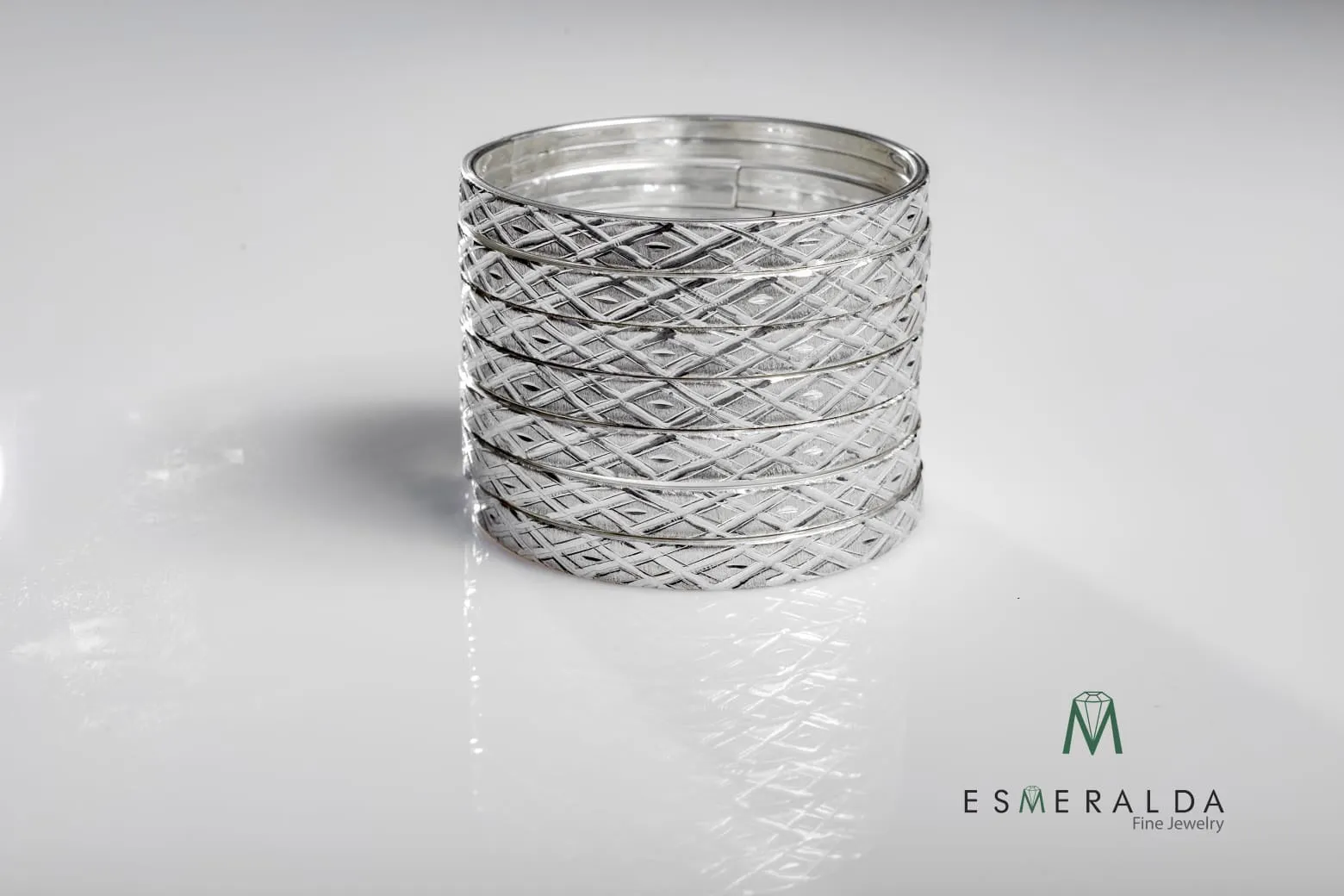 Set of 7 Silver Bangle Bracelets