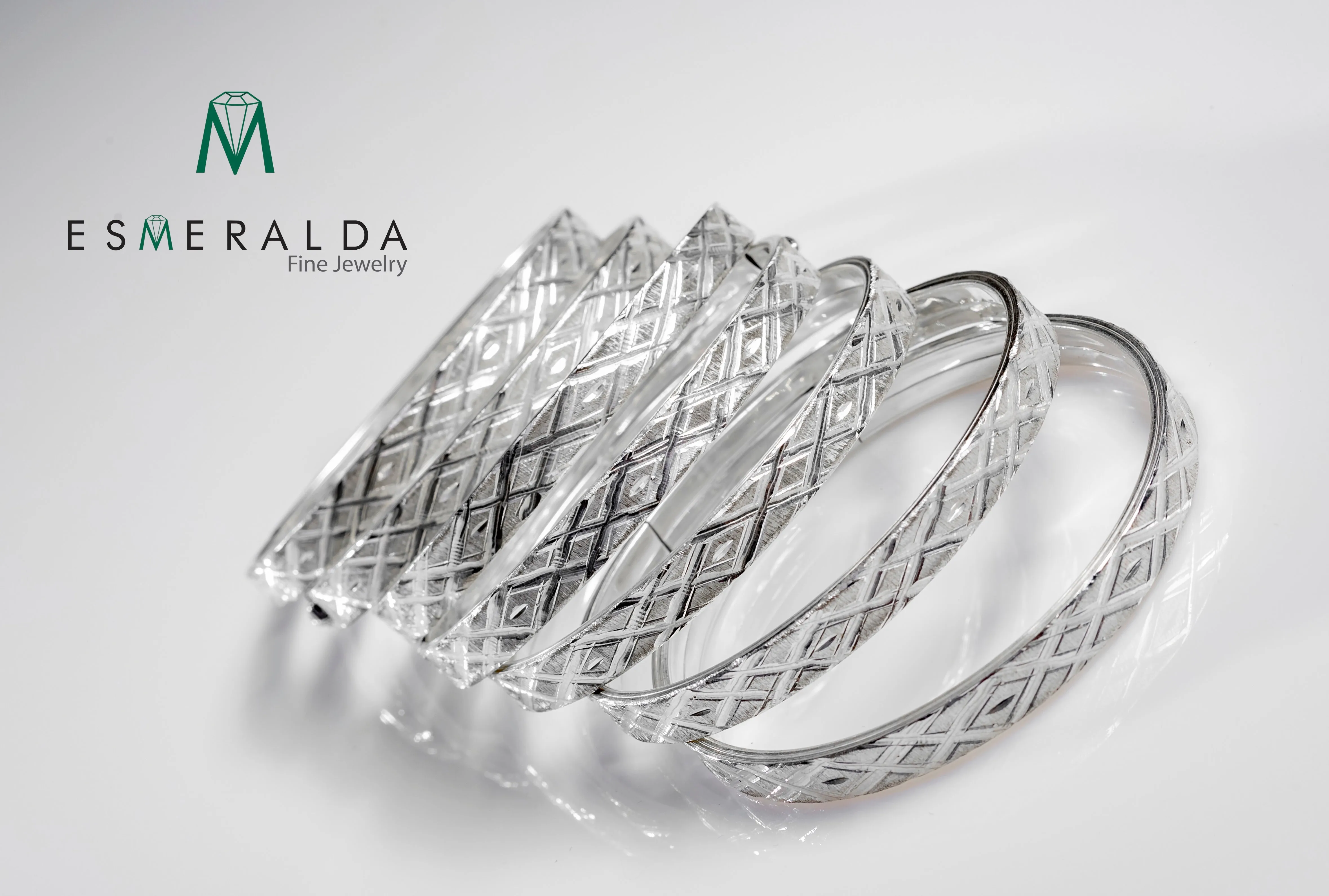Set of 7 Silver Bangle Bracelets