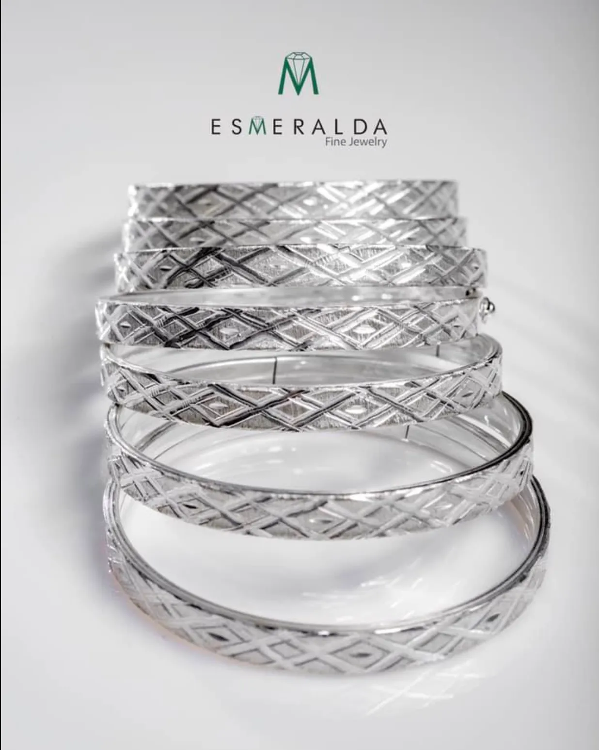 Set of 7 Silver Bangle Bracelets