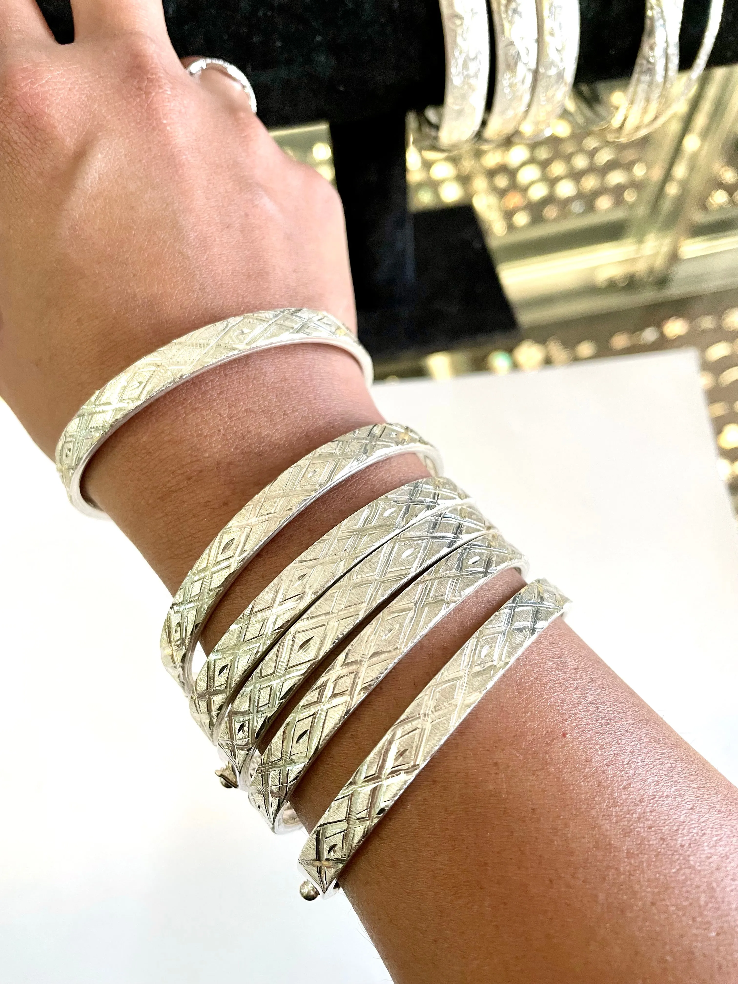 Set of 7 Silver Bangle Bracelets