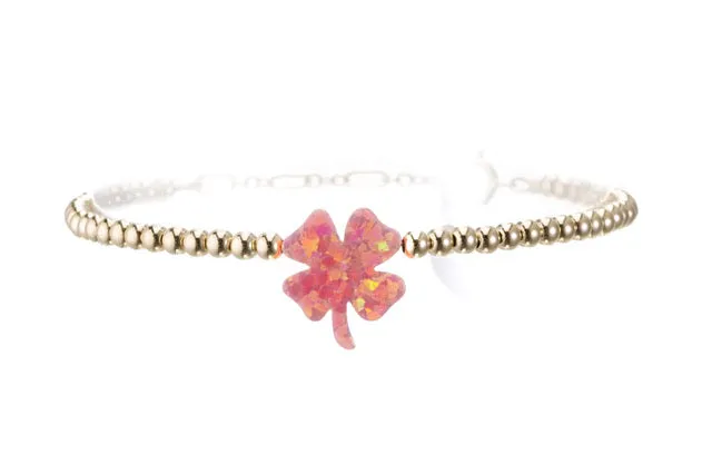 SHAMROCK | Opal Charm and 14K Gold Filled Beads Bracelet