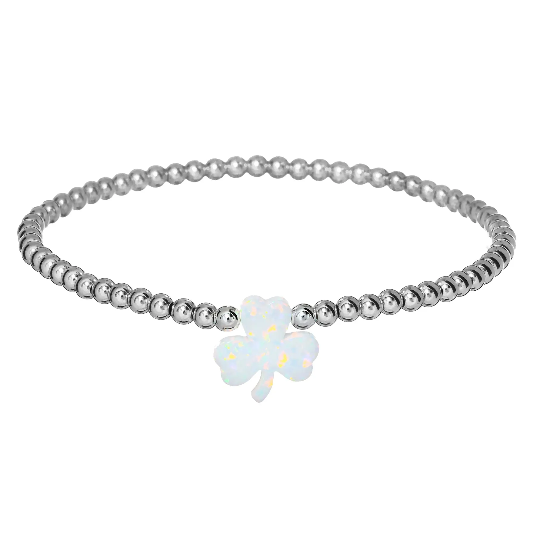 SHAMROCK | Opal Charm and 14K Gold Filled Beads Bracelet