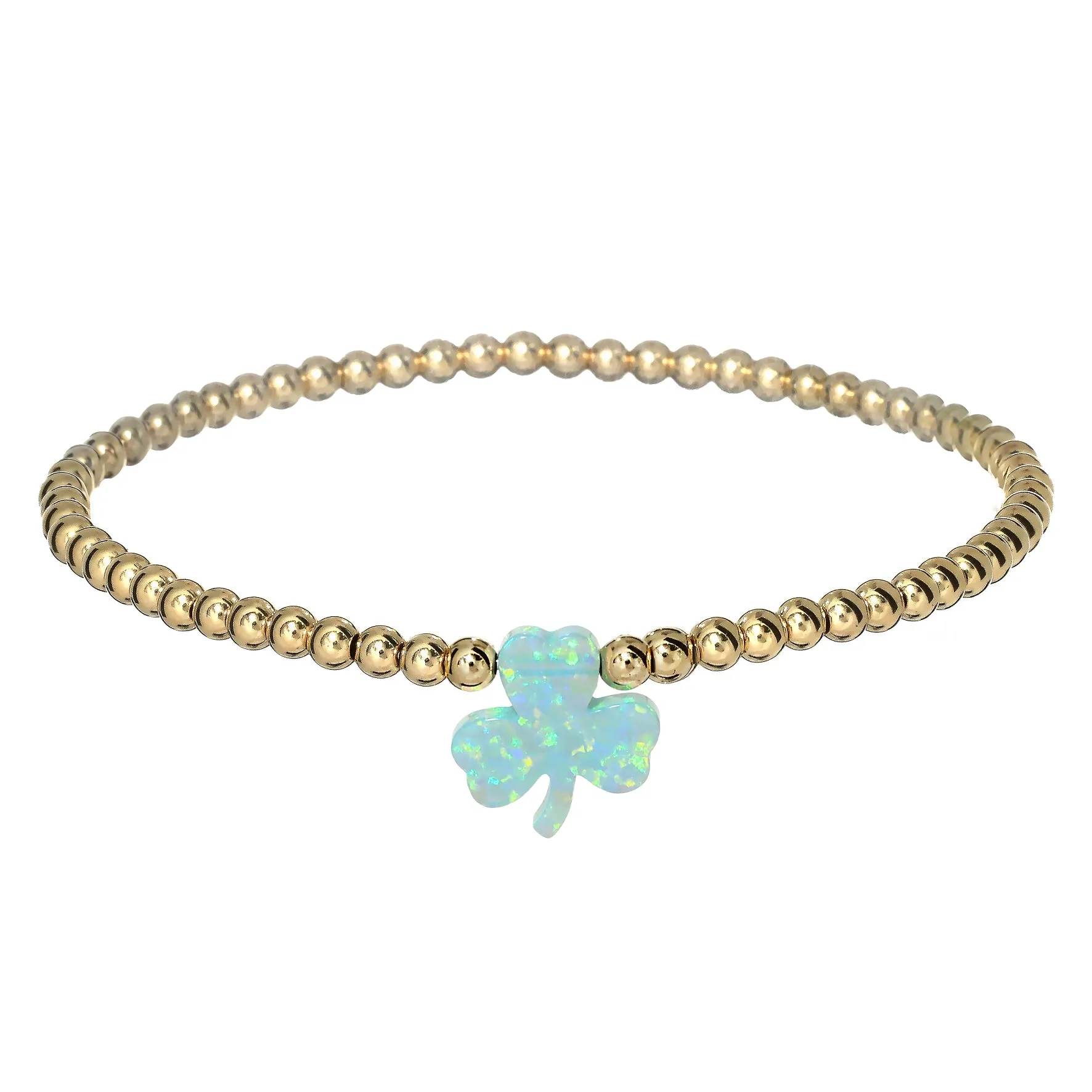SHAMROCK | Opal Charm and 14K Gold Filled Beads Bracelet