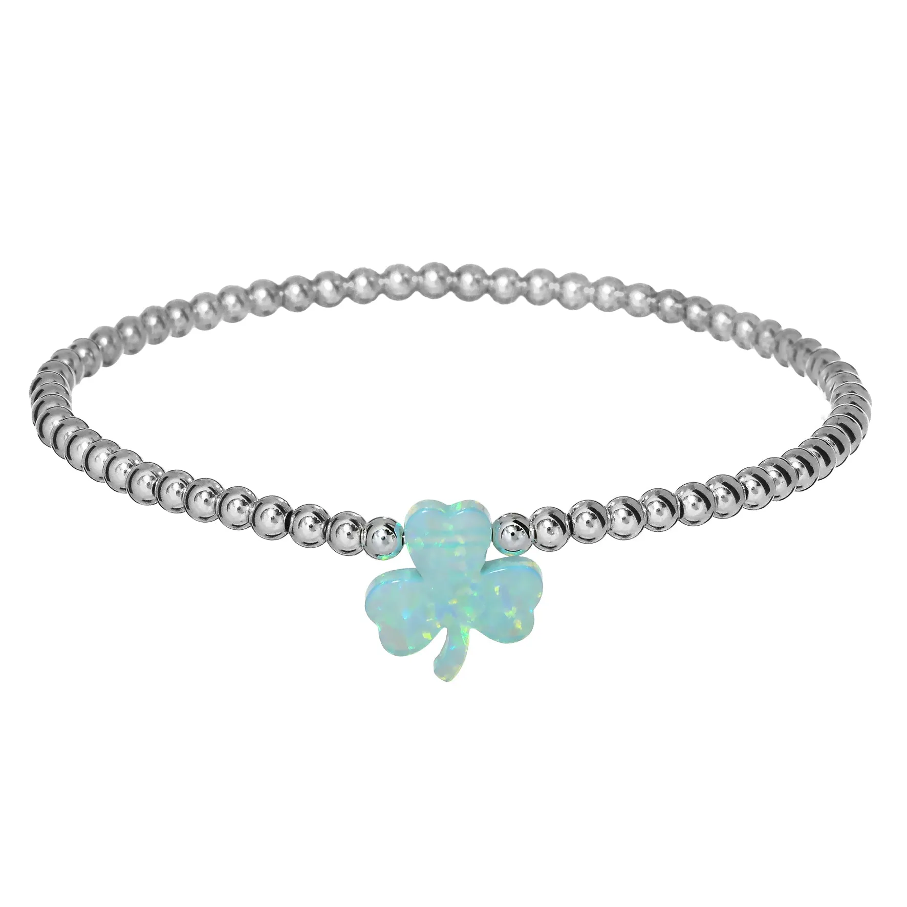 SHAMROCK | Opal Charm and 14K Gold Filled Beads Bracelet