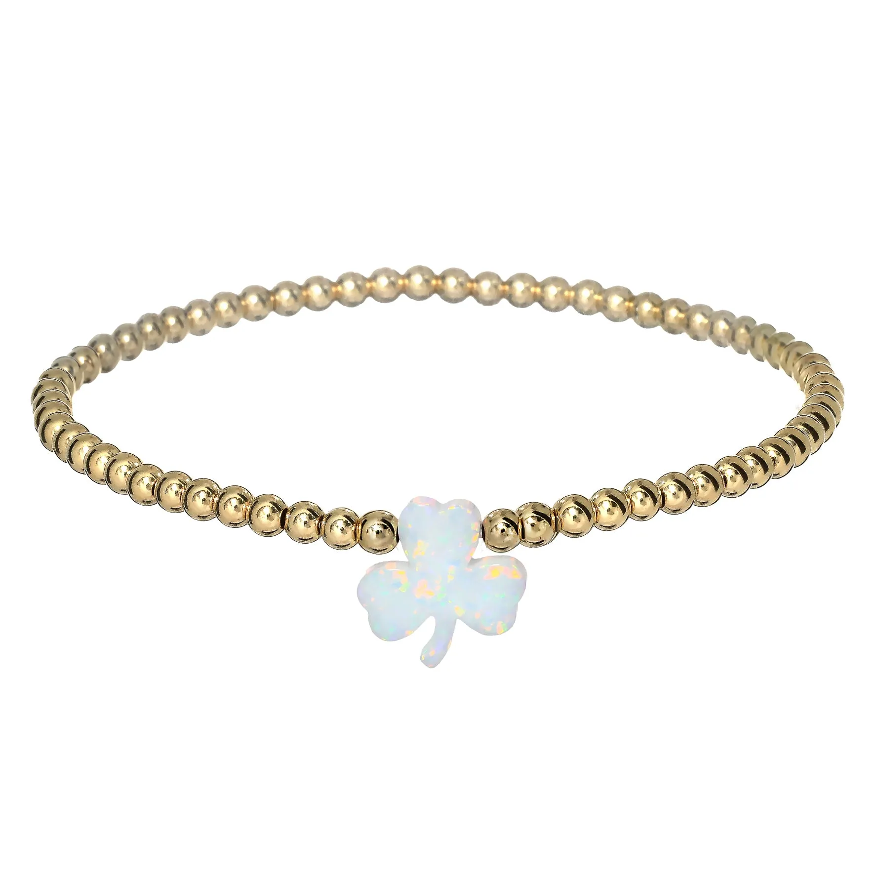 SHAMROCK | Opal Charm and 14K Gold Filled Beads Bracelet