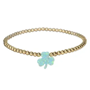 SHAMROCK | Opal Charm and 14K Gold Filled Beads Bracelet