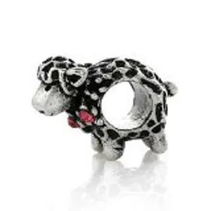 Sheep Animal W/ Pink  Crystal Charm Bead