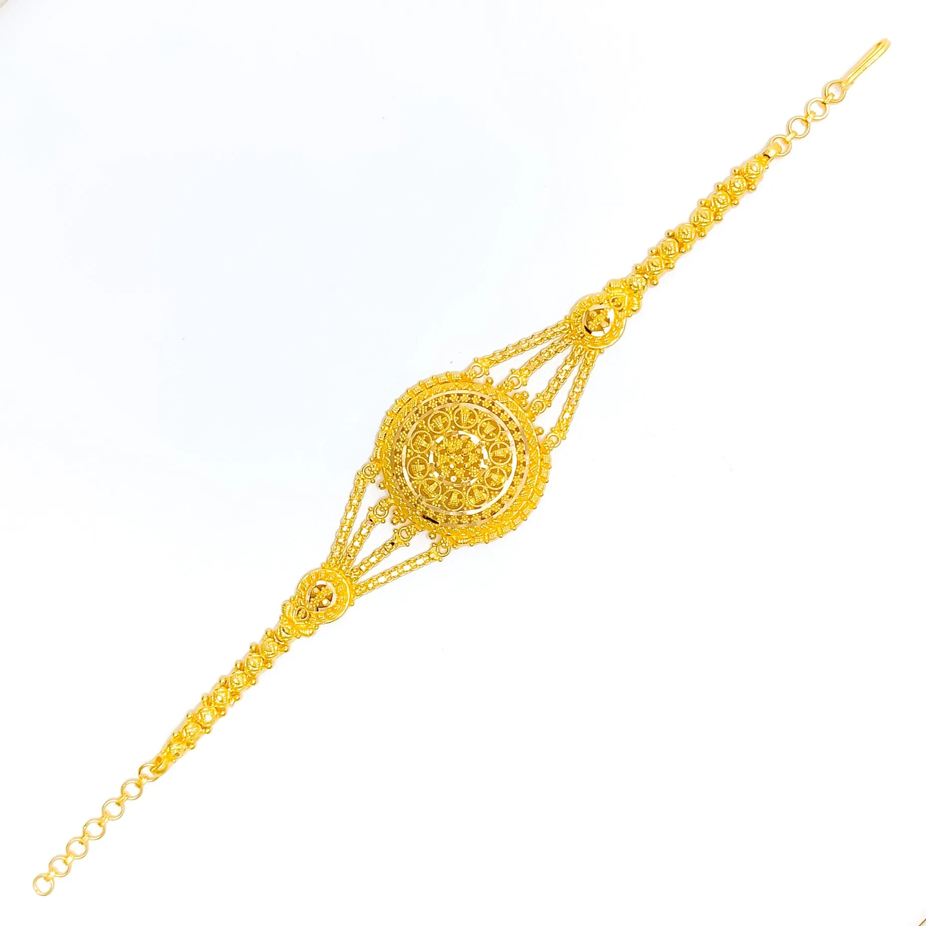 Shiny Accented 22k Gold Semi-Statement Bracelet
