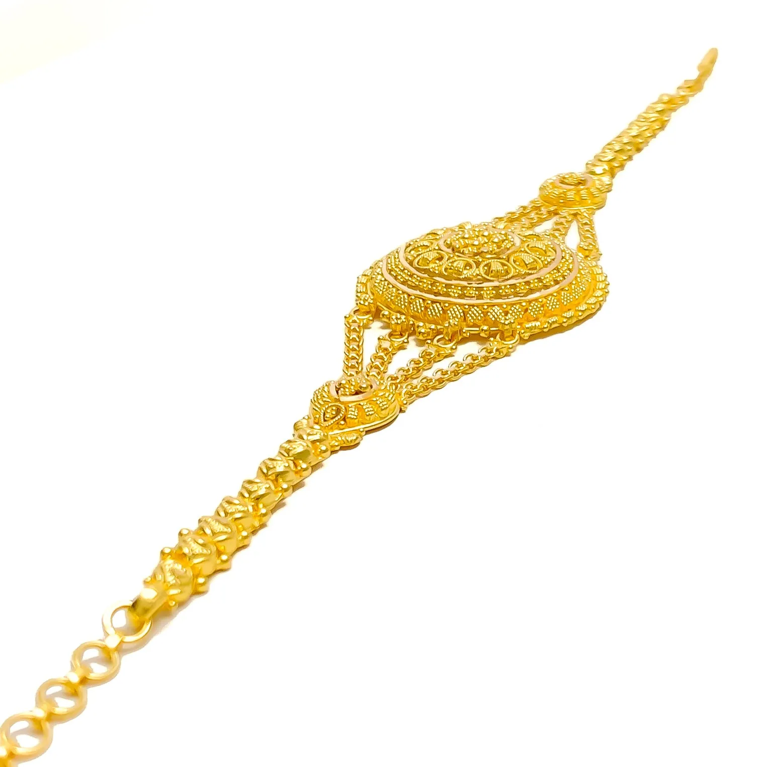 Shiny Accented 22k Gold Semi-Statement Bracelet