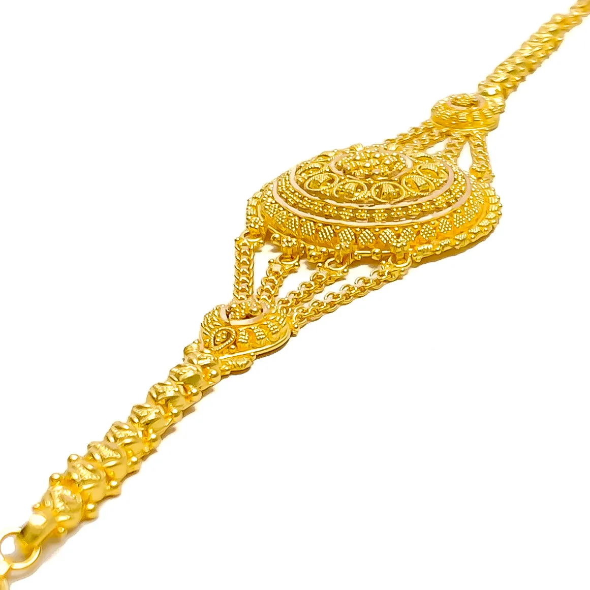 Shiny Accented 22k Gold Semi-Statement Bracelet