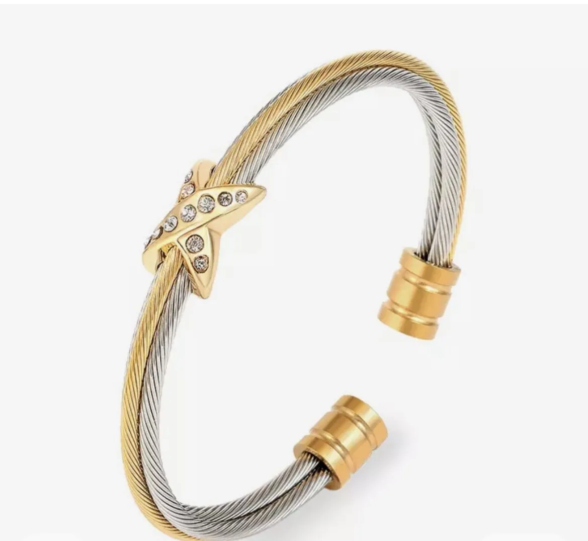 Silver and Gold Cable Cuff Bracelets Choose from Two Different Styles
