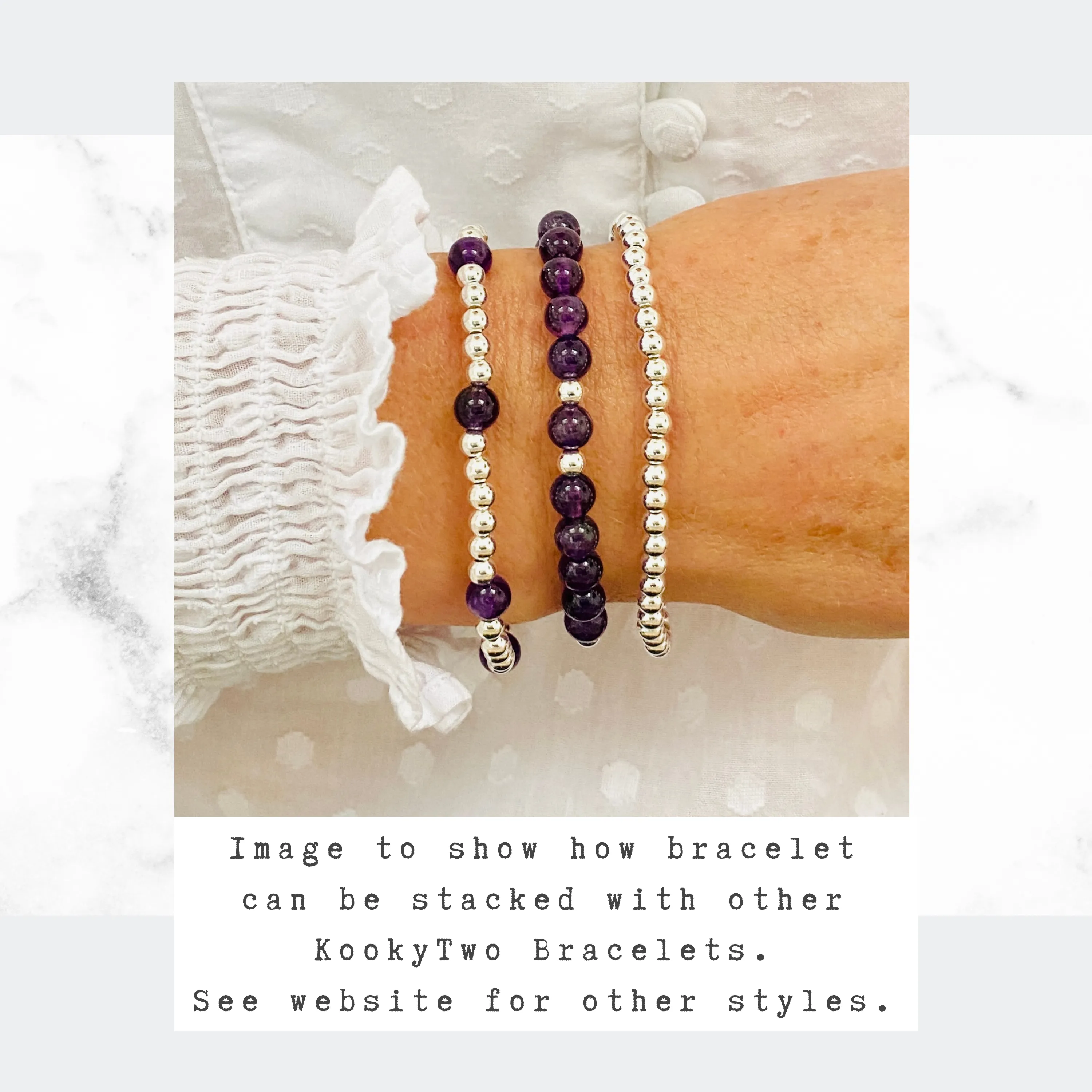 Silver Bead and Amethyst Gemstone Bracelet