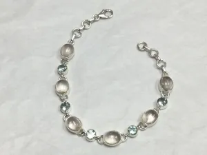 Silver Bracelet w/ Rose Quartz   Topaz