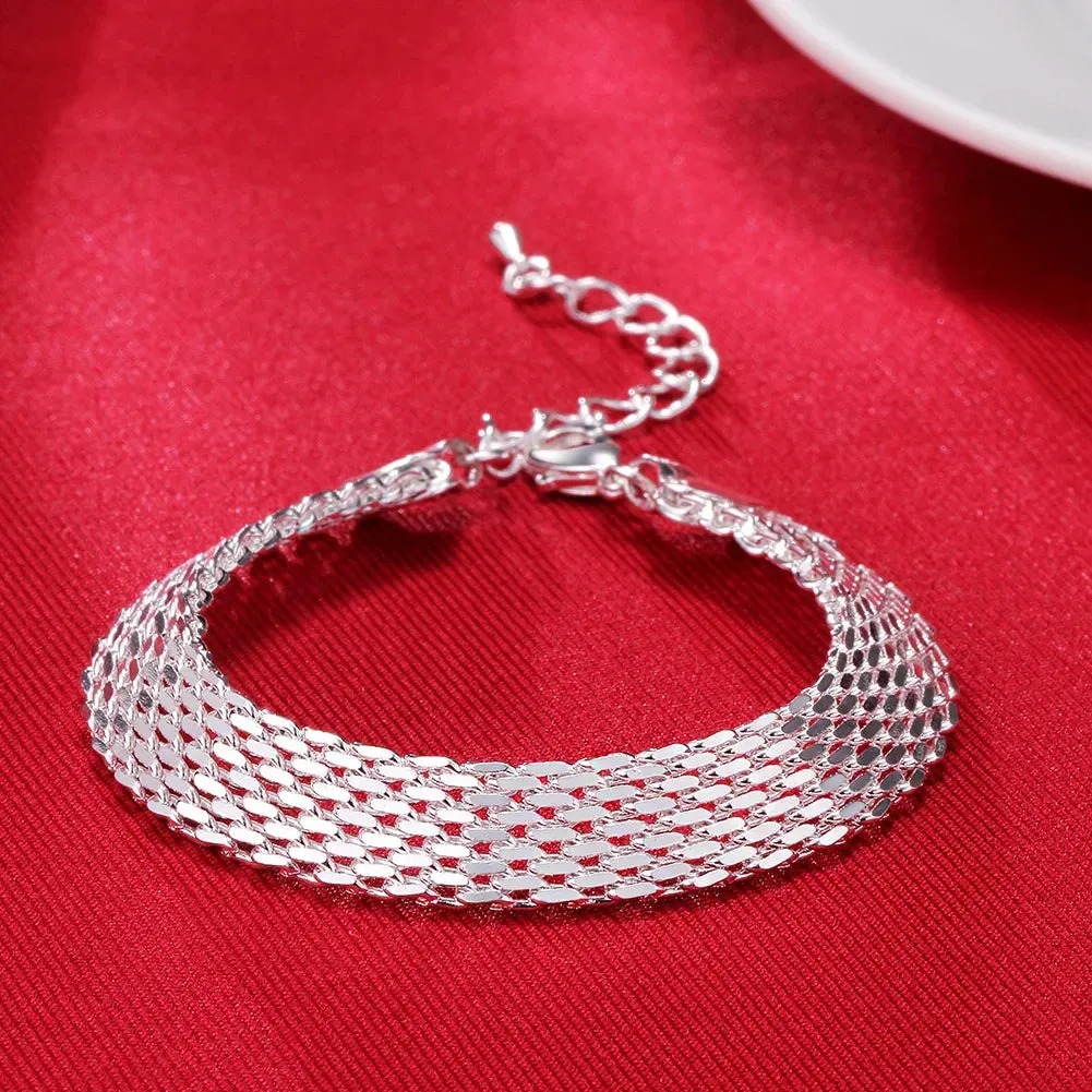 silver Bracelets for women Exquisite fashion weaving chain  Wedding party Christmas gifts Jewelry