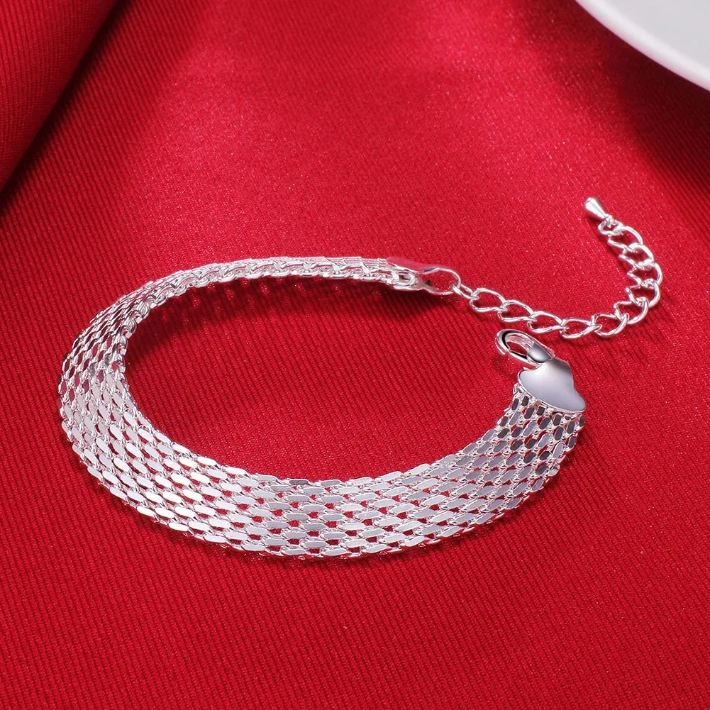 silver Bracelets for women Exquisite fashion weaving chain  Wedding party Christmas gifts Jewelry