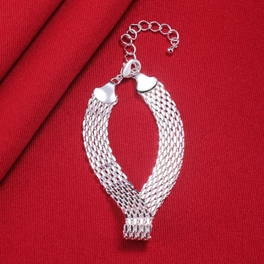 silver Bracelets for women Exquisite fashion weaving chain  Wedding party Christmas gifts Jewelry