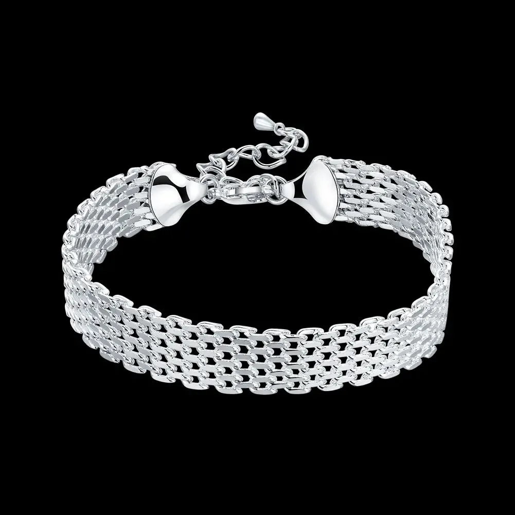 silver Bracelets for women Exquisite fashion weaving chain  Wedding party Christmas gifts Jewelry