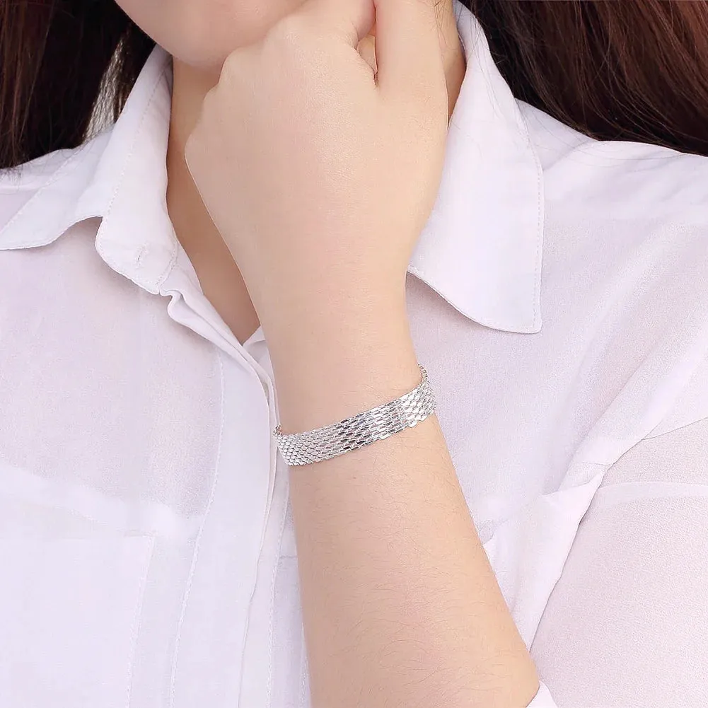 silver Bracelets for women Exquisite fashion weaving chain  Wedding party Christmas gifts Jewelry