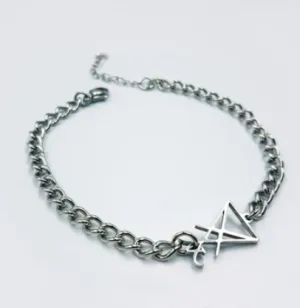 Silver colored sigil of Lucifer bracelet