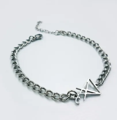 Silver colored sigil of Lucifer bracelet