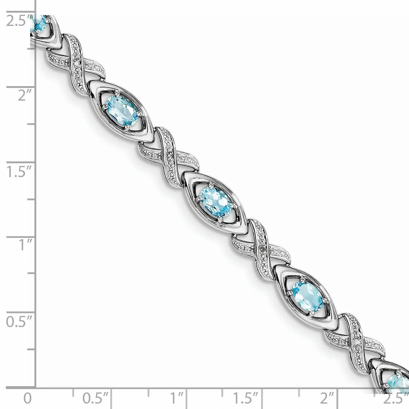 Silver Diamond Blue Topaz Gemstone Bracelet