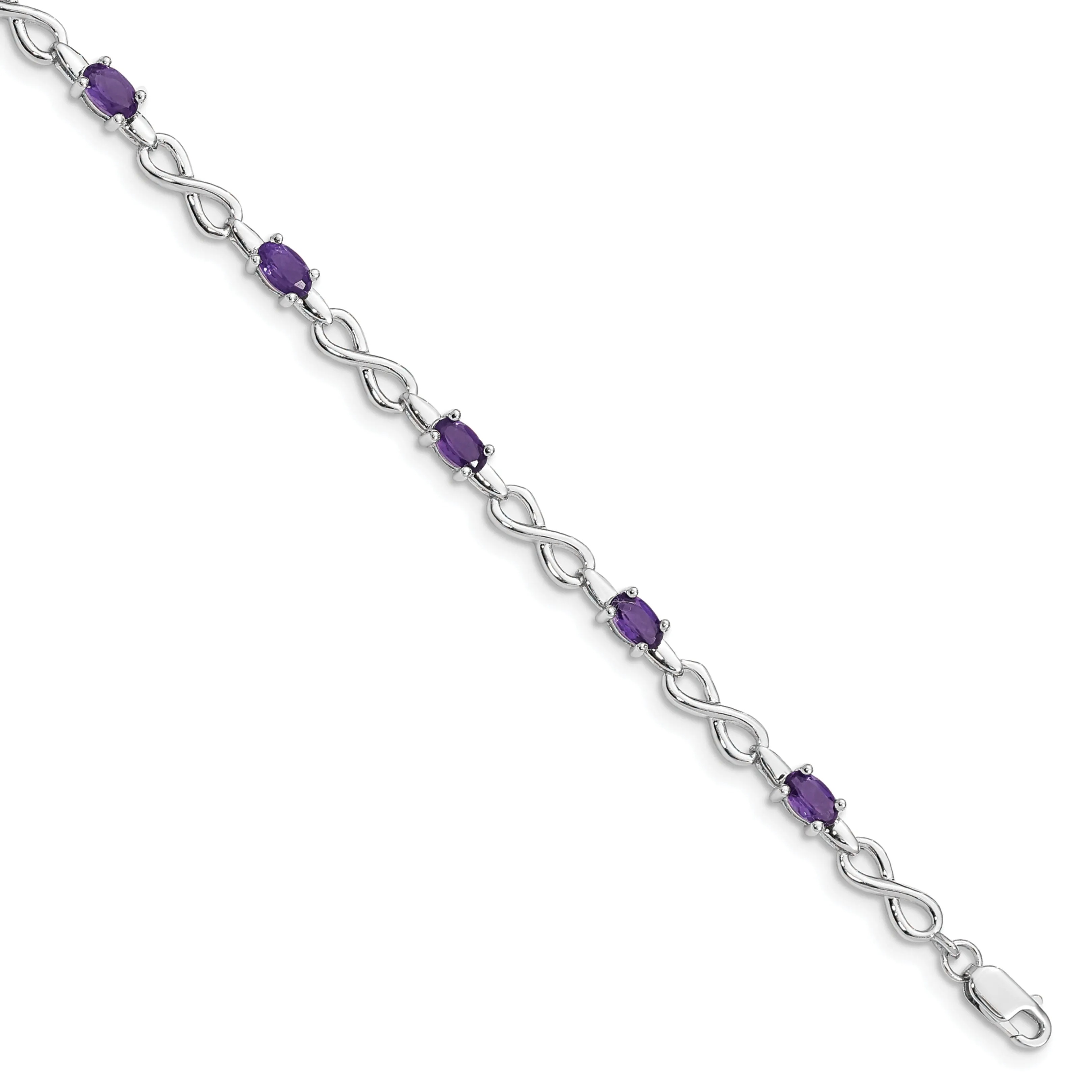 Silver Genuine Amethyst Gemstone Bracelet