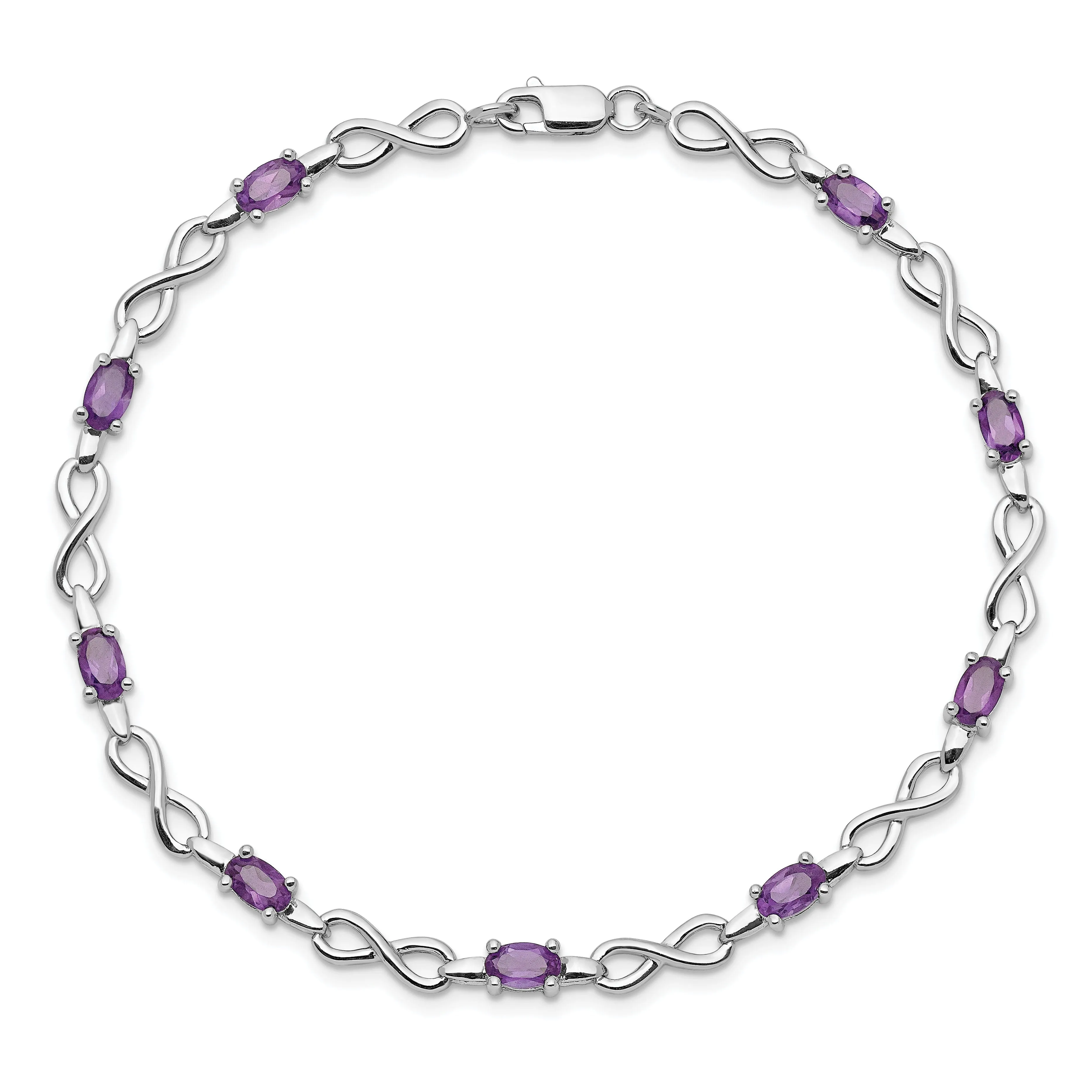 Silver Genuine Amethyst Gemstone Bracelet