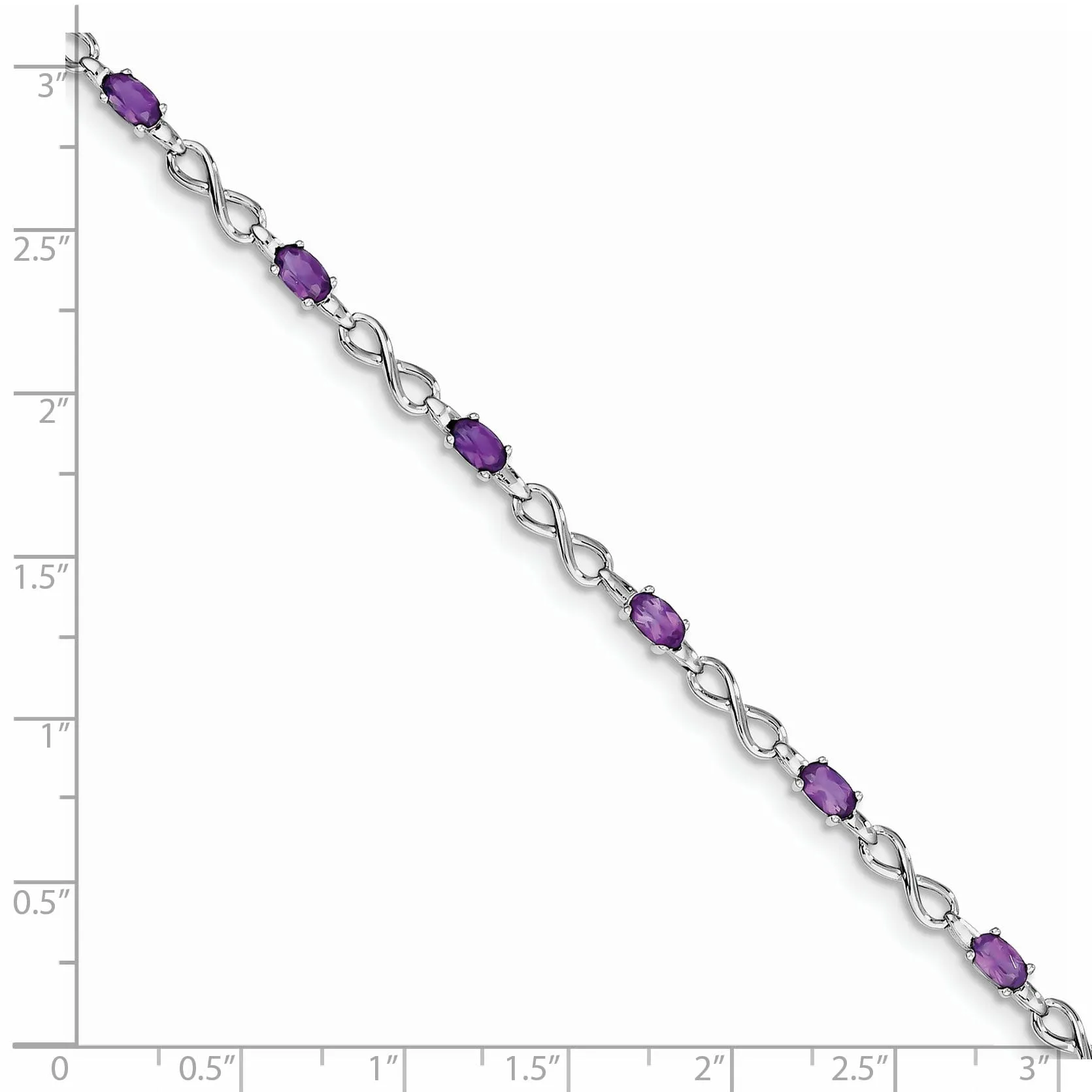 Silver Genuine Amethyst Gemstone Bracelet